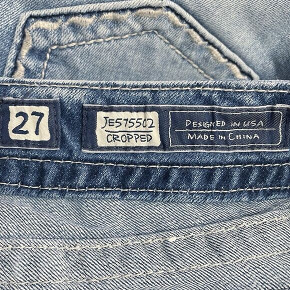 Miss Me Cropped Jeans Straight Leg Mid Light Wash Y2K Back Flap Jeans Size 27 - Picture 11 of 14